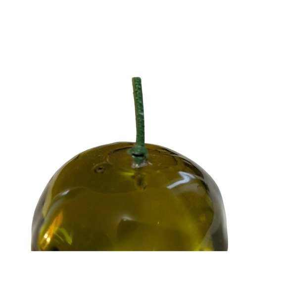 Art Glass Apple Paperweight Green Studio Art Hand Blown Stem - Picture 3 of 4